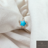 Turquoise Ring, Electroplated Ring, Blue Turquoise Ring, Healing Crystal Ring, Chunky Turquoise Ring, Turquoise Star Jewelry, Gift for Her